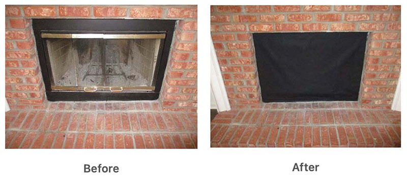 Fireplace energy saver before and after 